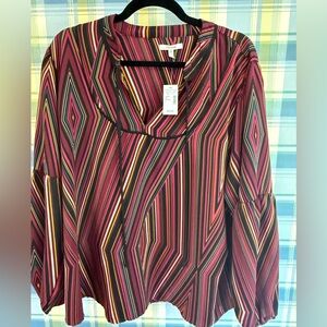 Maurices Multicolor Striped V-Neck Blouse